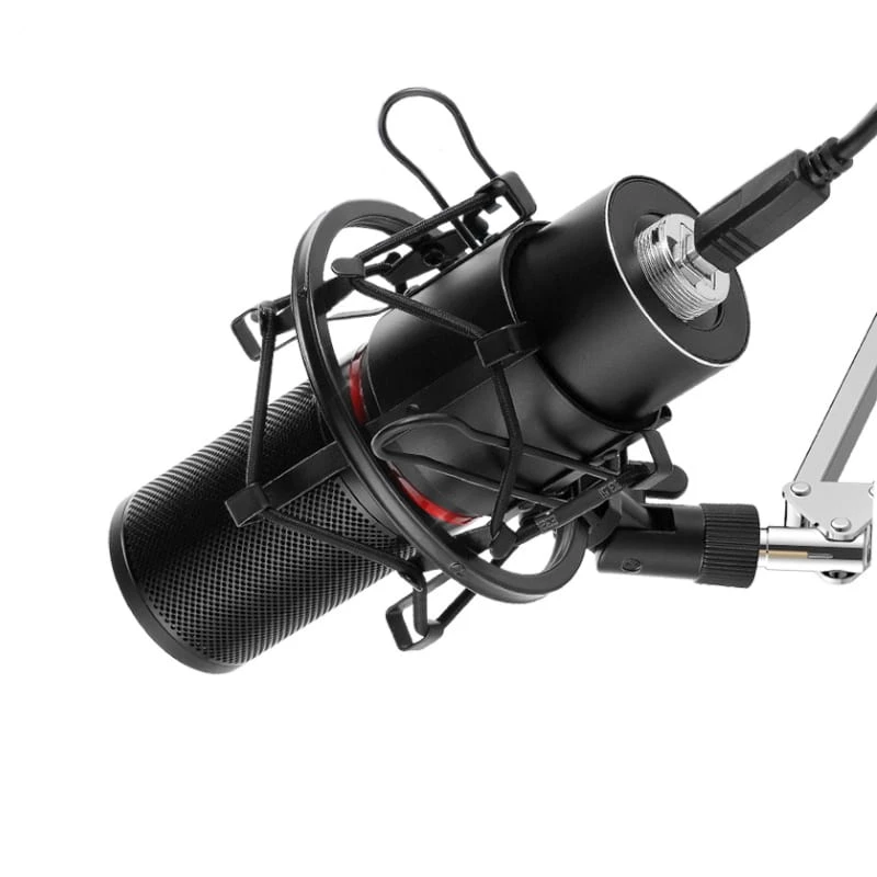 REDRAGON BLAZAR cardioïde USB-gamingmicrofoon en statief, Zwart