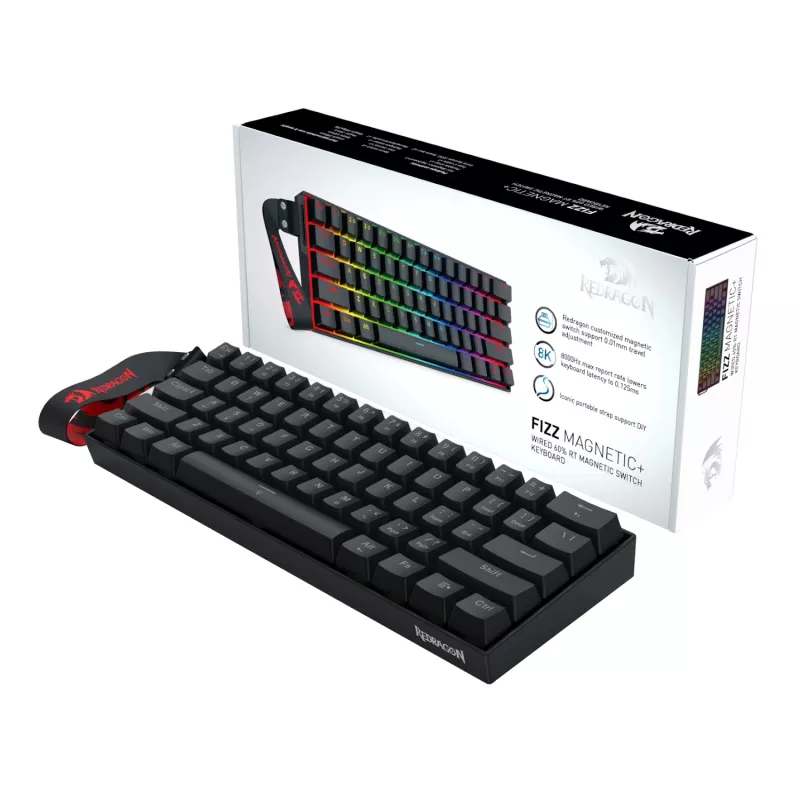 Redragon FIZZ Magnetic Plus 60% RGB Gaming-toetsenbord - Zwart