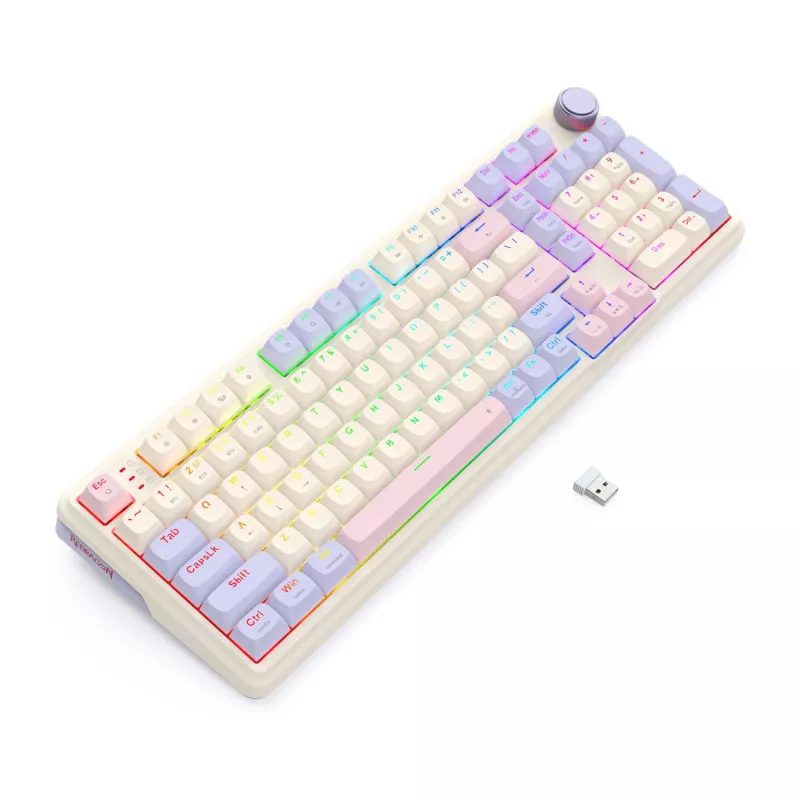 Redragon K768VI-WL Eisa 100 Draadloos gamingtoetsenbord, Lilac