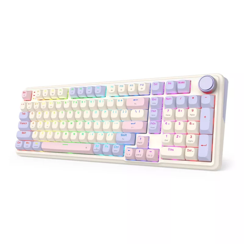 Redragon K768VI-WL Eisa 100 Draadloos gamingtoetsenbord, Lilac