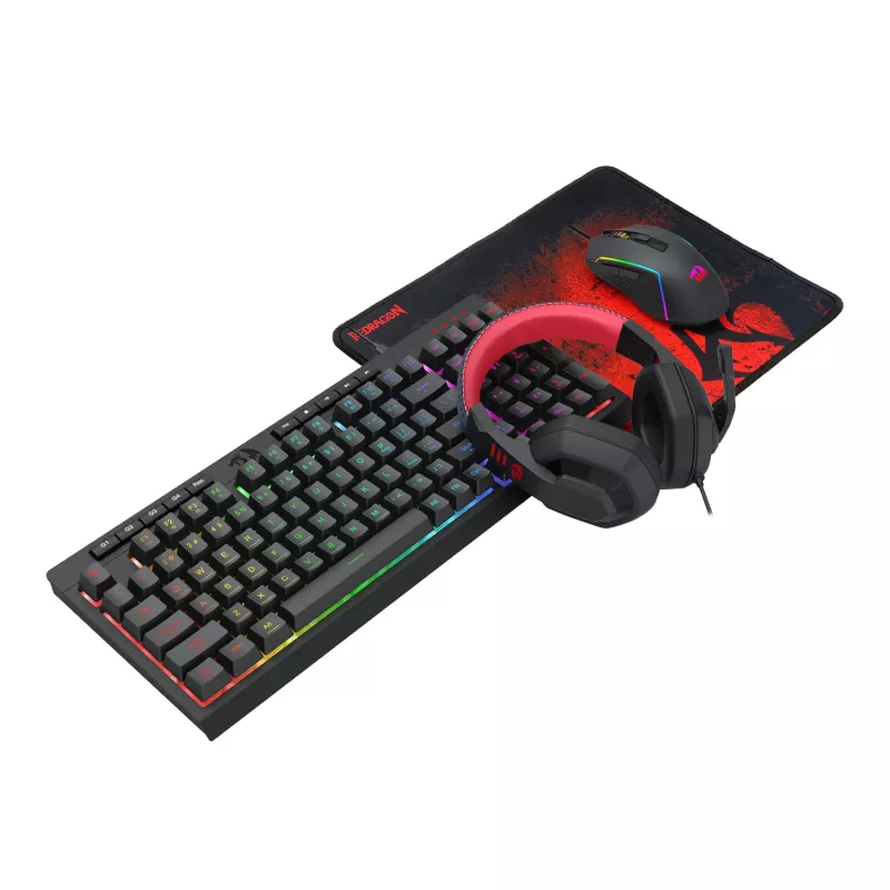 Redragon RD-S149 4-in-1 gaming-combo: RGB-toetsenbord, optische muis, headset & muismat