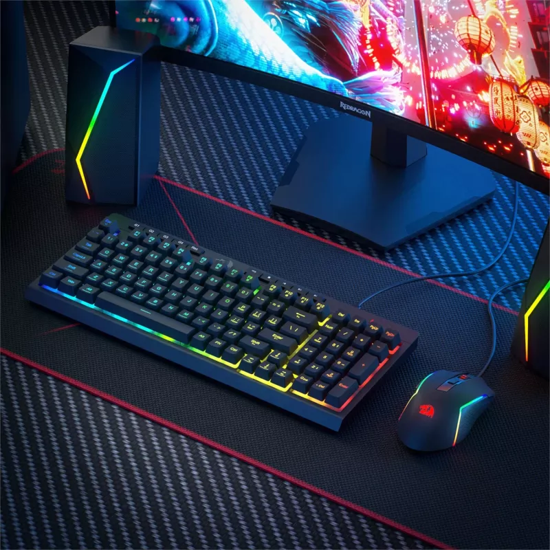 Redragon RYLO S141 membraan gaming-toetsenbord en muis bedrade combo