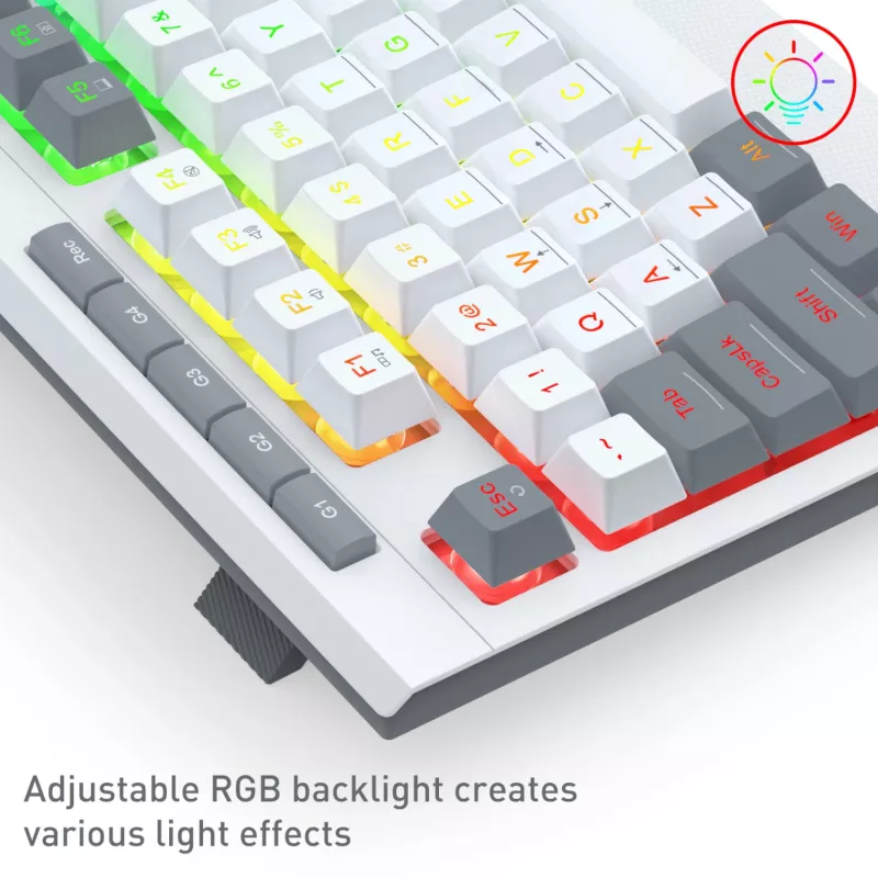 Redragon S151 Bedrade RGB Gaming-toetsenbord- en Muis-set - Wit en Grijs