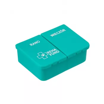 REHA FUND RF-350 dagelijkse pillenorganizer voor ochtend- en avonddosering, 2 vakken, transparant