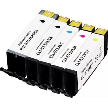 Renkforce compatibel 5-pack high-yield inktpatronen-set voor Canon PGI-570PGBK XL, CLI-571BK XL, CLI-571C XL, CLI-571M XL, CLI-571Y XL (zwart, fotozwart, cyaan, magenta, geel) RF-6952434