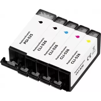 Renkforce compatibele inktpatronen combipack voor Canon PGI-525PGBK, CLI-526BK, CLI-526C, CLI-526M, CLI-526Y (pigmentzwart, kleurstofzwart, cyaan, magenta, geel, 5-pack) RF-7064560
