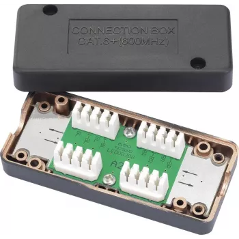 renkforce verbindingsdoos voor CAT 6A netwerkkabel, afgeschermde aftakdoos, LSA+ klemmen, 10 Gbit/s, lichtgrijs
