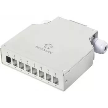 Renkforce RF-7187896 DIN-rail adapter, 8-poorts behuizing onbestukt, lichtgrijs