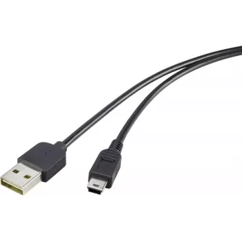 Renkforce USB 2.0 A naar Mini-B Reversibles kabel 1,8 m zwart
