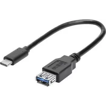 renkforce USB-C naar USB 3.0 A adapterkabel met OTG, 0,15 m, zwart, vergulde contacten