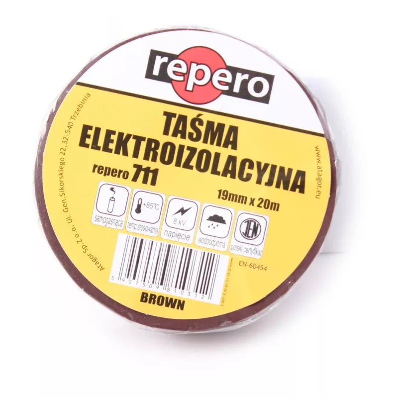 REPERO 711E bruine PVC-isolatietape 19 mm x 20 m