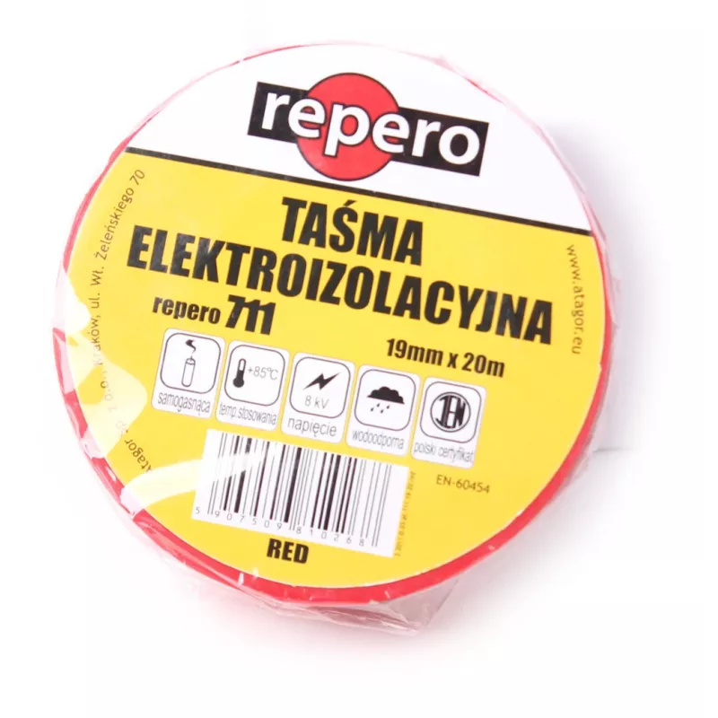 REPERO 711E rood PVC-isolatieband 19 mm x 20 m