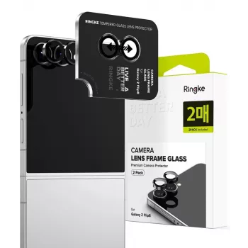 Ringke camera-omlijsting 2-pack voor Samsung Galaxy Z Flip 8 - zwarte aluminiumlegering lensbescherming met 9H gehard glas