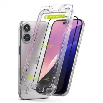 Ringke iPhone 15/16 screenprotector Premium Easy Slide gehard glas 9H met installatiehulp (2-pack) transparant