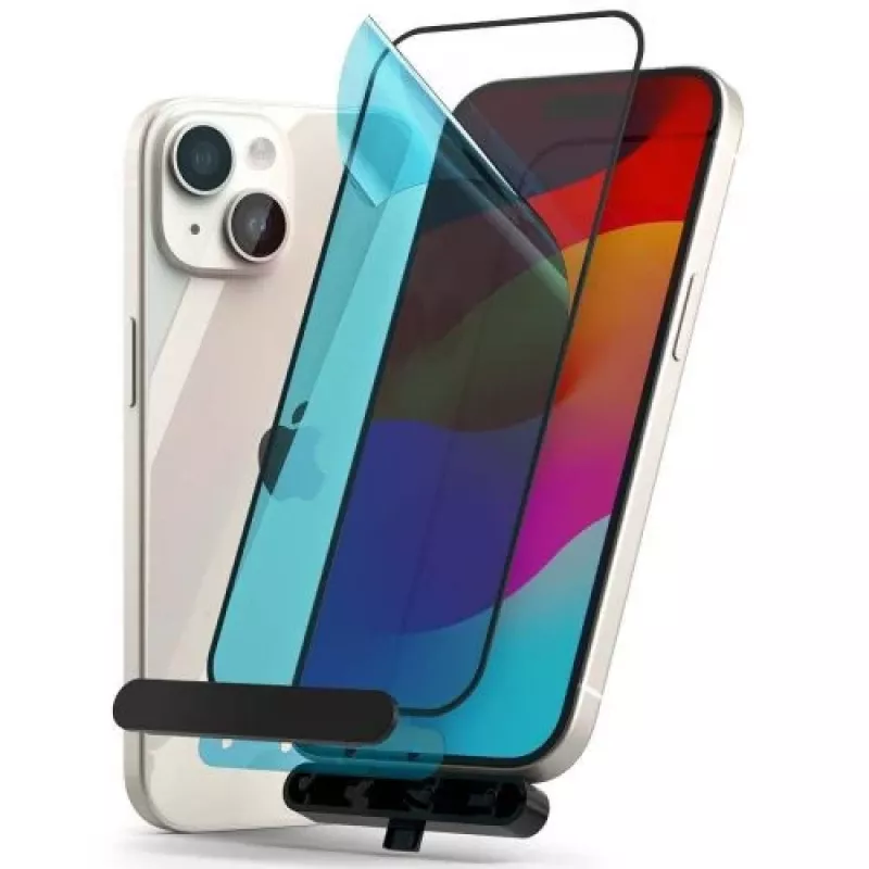 Ringke iPhone 15/16 Screen Protector Privacy Tempered Glass 9H met installatiehulp transparant