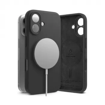 Ringke iPhone 16-hoes silicone magnetisch zwart