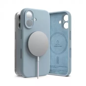 Ringke iPhone 16 hoesje siliconen magnetisch blauw