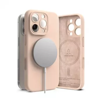 Ringke iPhone 16 Pro-hoes silicone Magnetic pink sand