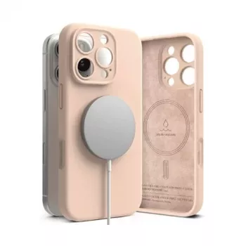 Ringke iPhone 16 Pro Max hoes siliconen magnetisch Pink Sand
