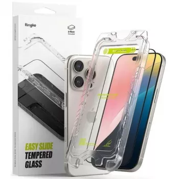Ringke iPhone 16 Pro Max Screen Protector Premium Easy Slide Tempered Glass 9H met installatiehulp (2-pack) transparant