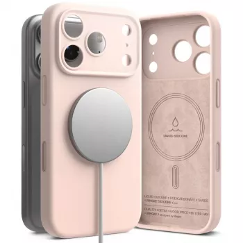 Ringke iPhone 17 Pro hoes siliconen magnetisch Pink Sand