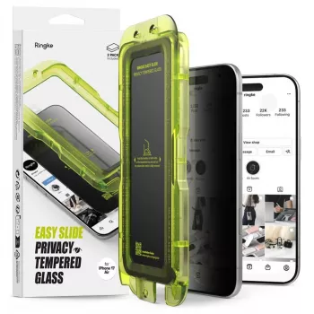 Ringke iPhone Air Schermbescherming Premium Easy Slide Privacy Tempered Glass 9H met Installatiehulp (2-pack) Transparant