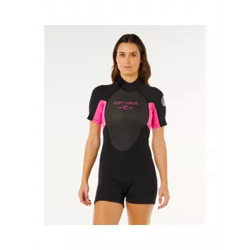 Rip Curl Omega Back Zip Springsuit - Zwart/Roze - Dames - Maat S