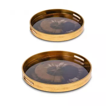 Rituali Domestici Galateo set van 2 ronde dienbladen Irises