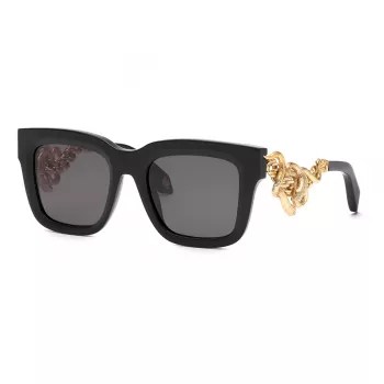 Roberto Cavalli SRC041M520700 unisex zonnebril - zwart montuur, grijs verlopende glazen, 52 mm