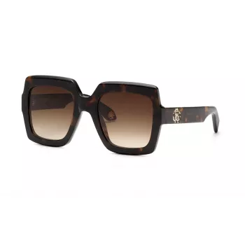 Roberto Cavalli dames SRC108-5204BL cat-eye zonnebril, blauw havana montuur, gradient blauwe glazen, 52mm