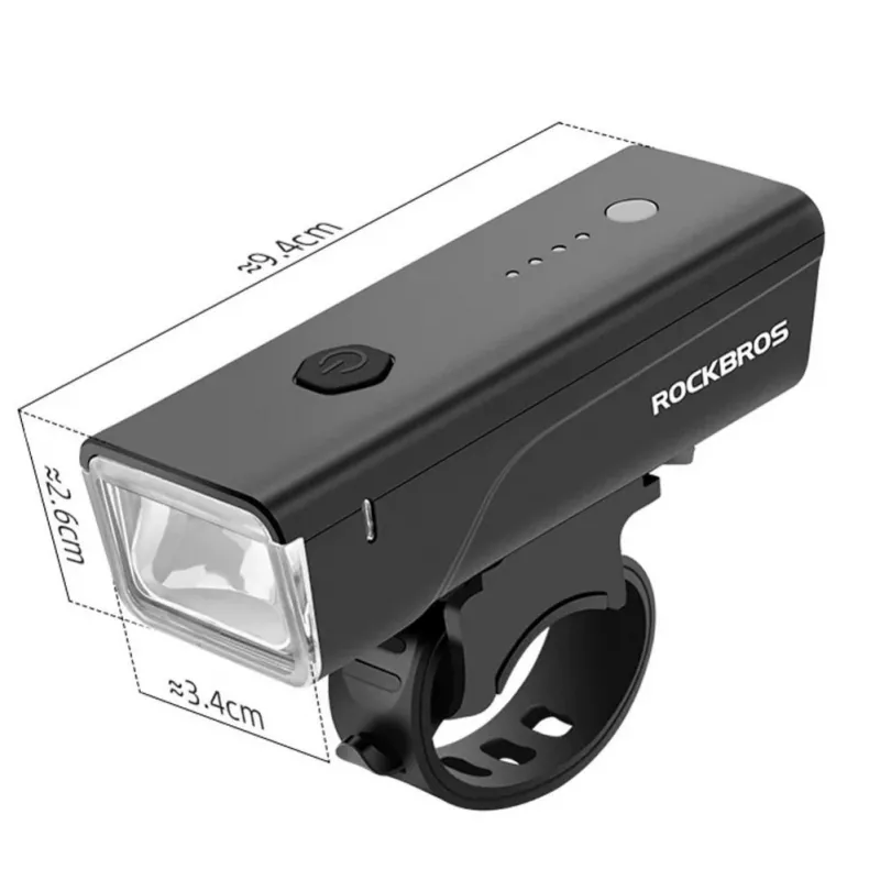 ROCKBROS voorfietslamp 260 lm met USB-C naar USB-A kabel - zwart
