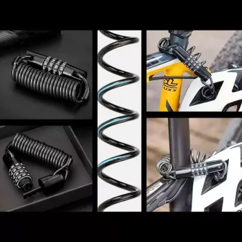 ROCKBROS T609 fietsslot met 1,5 m cijferslotkabel - Zwart