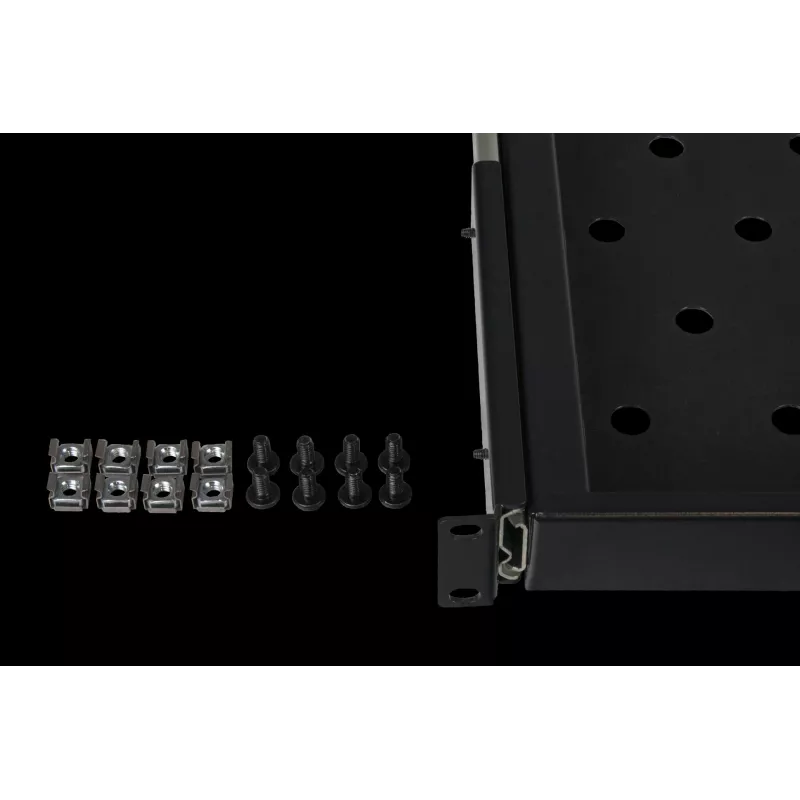 Rockstable 1U 19 inch uitschuifbare lade - schuifplateau - SPCC-staal - zwart - 5,87 kg (RS19-UH612)