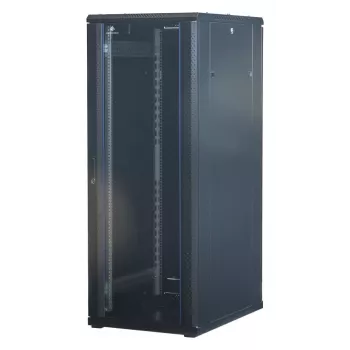 Rockstable 32U 19 inch serverrack-kast met glazen deur - vrijstaand frame - 32U - 800 kg - vergrendelbaar slot - montagerails - verstelbare voeten (RS19-6832)
