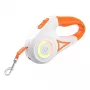 ROJECO RQYS-04 ORG automatische hondenriem met LED-licht, 5 m band, wit en oranje, voor honden tot 30 kg