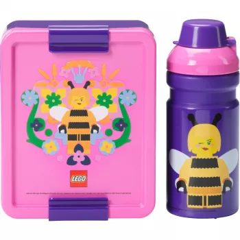 ROOM COPENHAGEN LEGO Lunchset Bee - 2-delige set met drinkfles en broodtrommel, paars