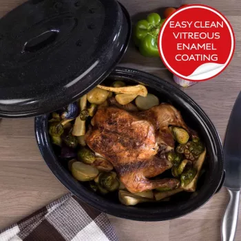 Russell Hobbs CW114911EU Vitreous Enamel 36cm zelfbasterende braadslee & deksel, zwart