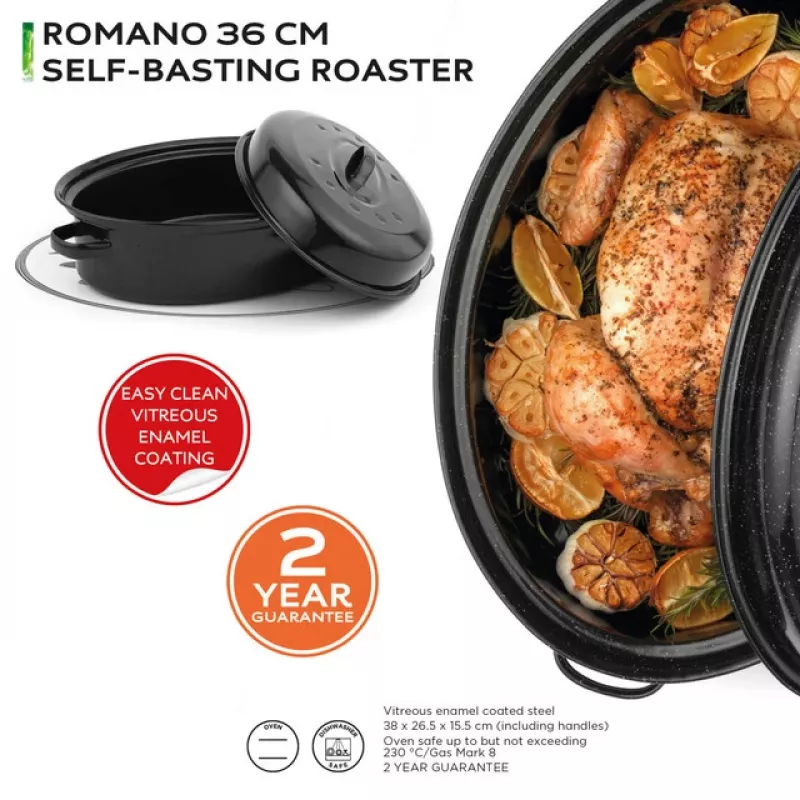 Russell Hobbs CW114911EU Vitreous Enamel 36cm zelfbasterende braadslee & deksel, zwart