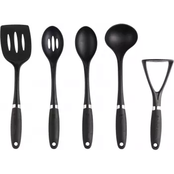 Russell Hobbs RH03026EU7 5-delige keukengerei set met draaiende standaard, zwart en zilver