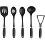 Russell Hobbs RH03026EU7 5-delige keukengerei set met draaiende standaard, zwart en zilver
