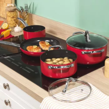 Russell Hobbs RH03821 Riviera 4-delige pannenset, rood