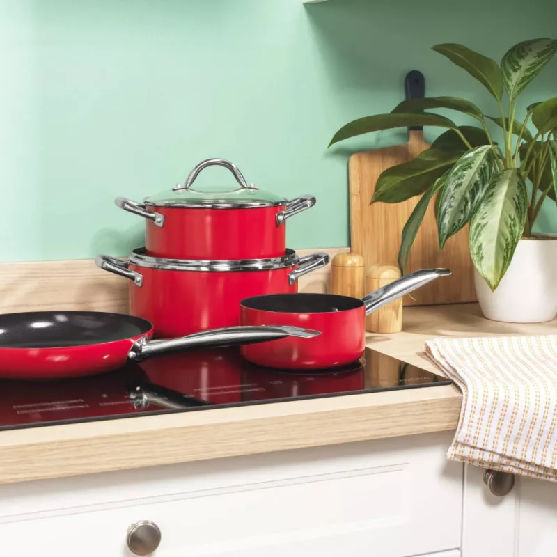 Russell Hobbs RH03821 Riviera 4-delige pannenset, rood