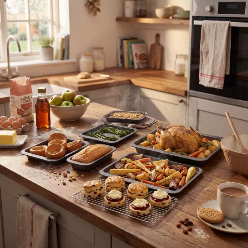 Russell Hobbs RH03903 Stacking 7-delige bakset, koolstofstaal, antiaanbak, houtskoolgrijs