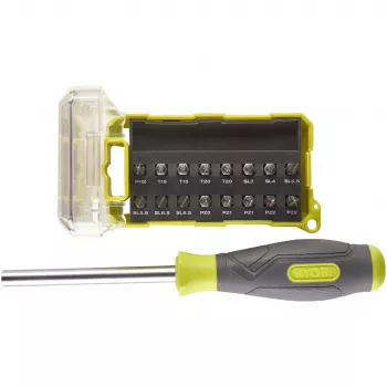 RYOBI schroevendraaier RSD17PCS, met 17-delige bitset (groen/grijs)