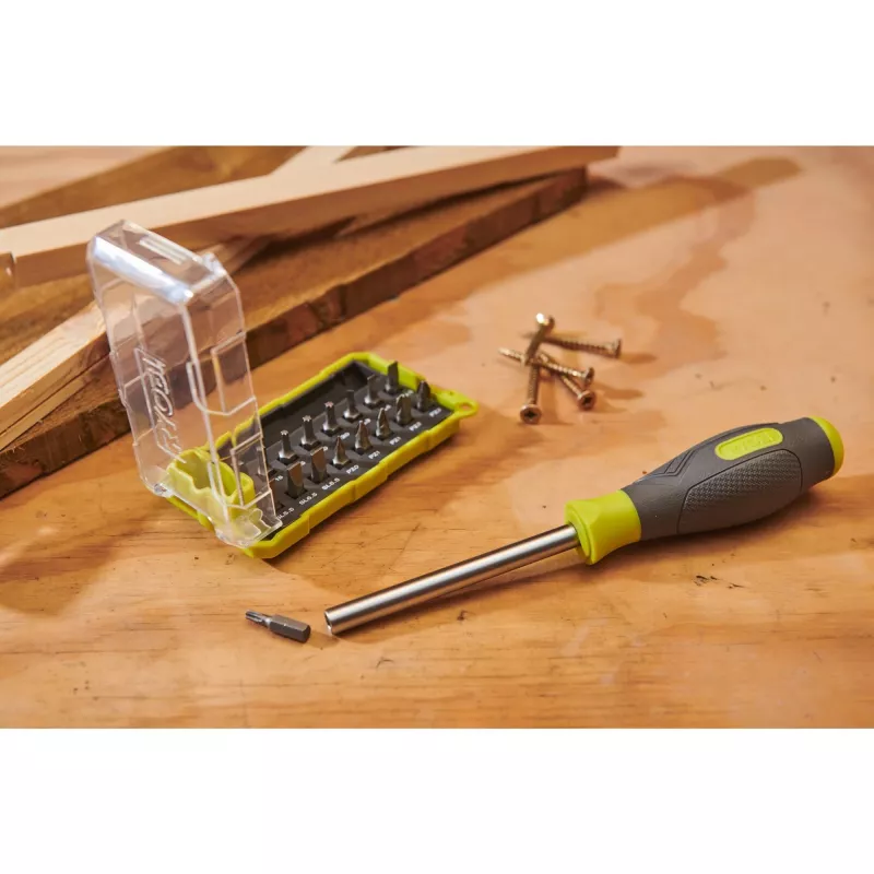 RYOBI schroevendraaier RSD17PCS, met 17-delige bitset (groen/grijs)