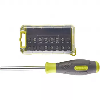 RYOBI schroevendraaier RSD17PCS, met 17-delige bitset (groen/grijs)