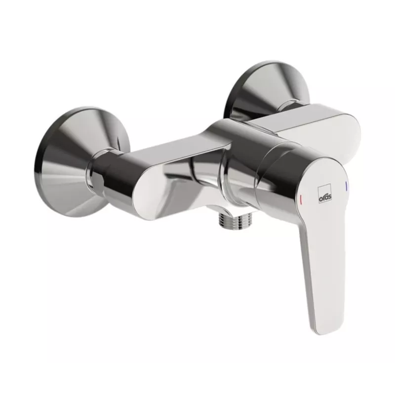 Saga eenhendel-douchekraan 3963Y – chroom messing wandgemonteerde mengkraan met EcoFlow