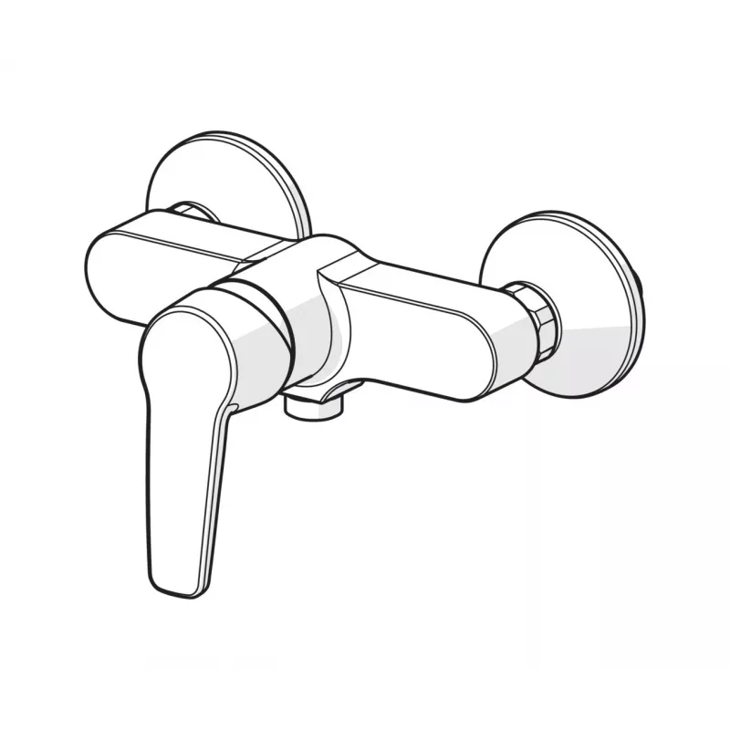 Saga eenhendel-douchekraan 3963Y – chroom messing wandgemonteerde mengkraan met EcoFlow