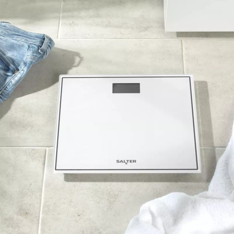Salter 9207 WHCFEU12 compacte elektronische glazen badkamerweegschaal, wit