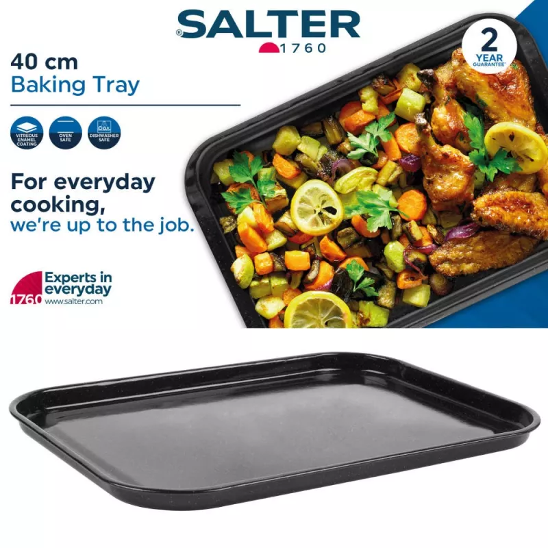 Salter BW12813EU7 bakplaat 40cm - Megastone antiaanbak koolstofstaal, antracietgrijs